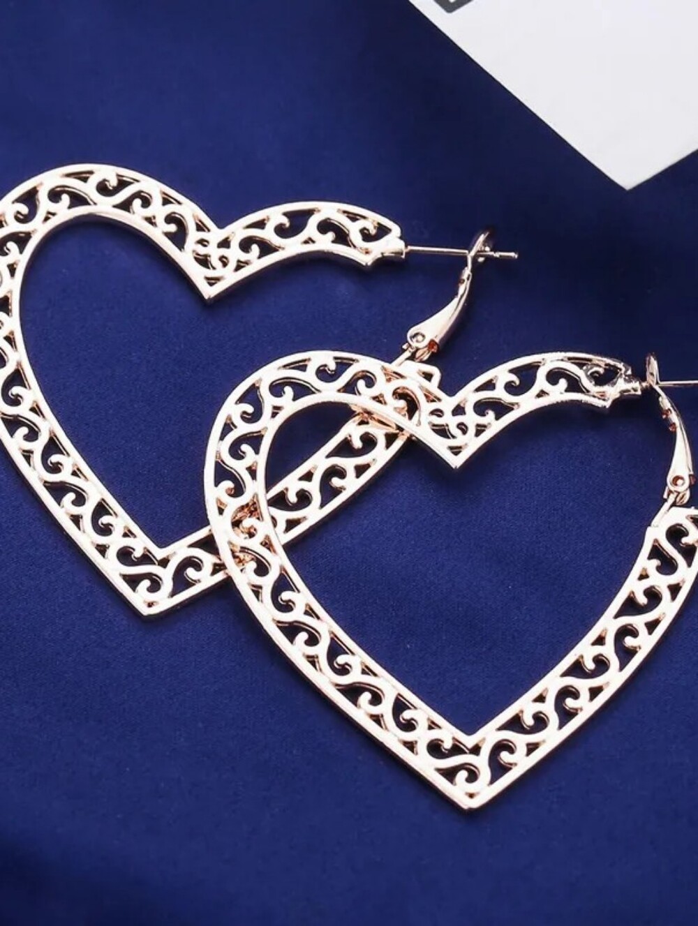 Silver Heart Filigree Hoop Earrings